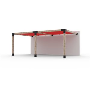 Ensemble pour pergola double adossée par Toja Grid de 12 pi x 20 pi pour bois 6 x 6, auvent rouge inclus