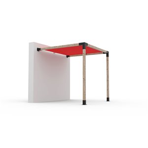 Ensemble pour pergola adossée par Toja Grid de 12 pi x 12 pi pour bois 6 x 6, auvent rouge inclus