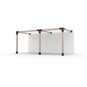 Ensemble pour pergola double adossée par Toja Grid de 8 pi x 18 pi pour bois 6 x 6, auvent blanc inclus