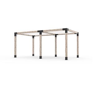 Ensemble pour pergola double autoportante par Toja Grid de 10 pi x 18 pi pour bois 6 x 6, auvent blanc inclus