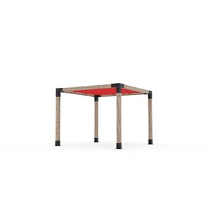 Ensemble pour pergola autoportante par Toja Grid de 10 pi x 10 pi pour bois 6 x 6, auvent rouge inclus