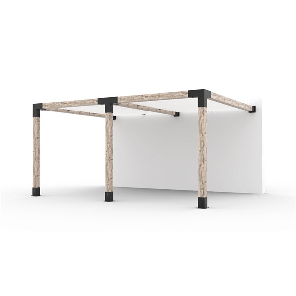 Ensemble pour pergola double adossée par Toja Grid de 12 pi x 16 pi pour bois 6 x 6, auvent blanc inclus