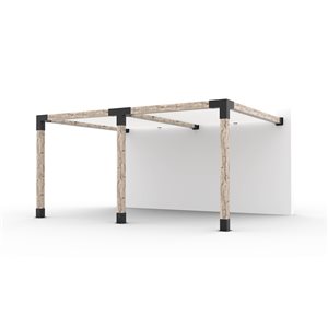 Ensemble pour pergola double adossée par Toja Grid de 12 pi x 16 pi pour bois 6 x 6, auvent blanc inclus