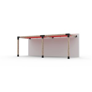 Ensemble pour pergola double adossée par Toja Grid de 8 pi x 22 pi pour bois 6 x 6, auvent rouge inclus