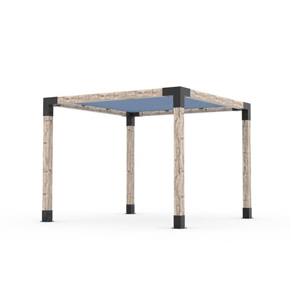 Ensemble pour pergola autoportante par Toja Grid de 8 pi x 10 pi pour bois 6 x 6, auvent en denim inclus