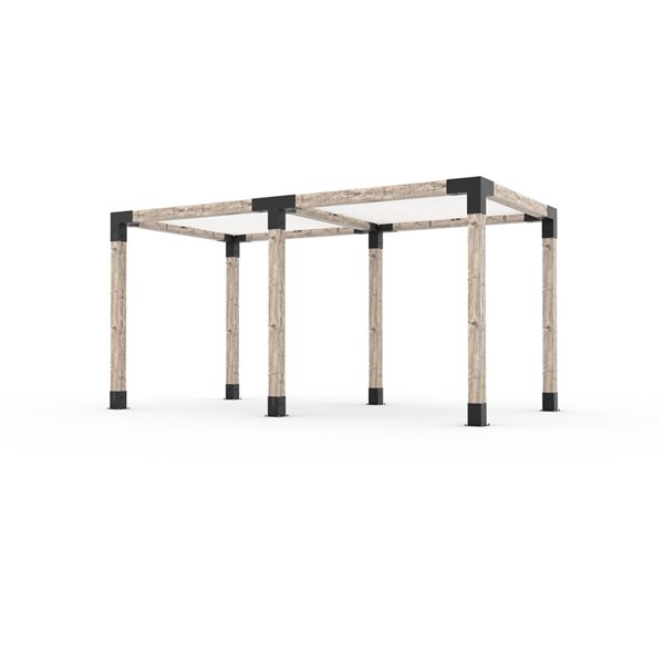 Ensemble pour pergola double autoportante par Toja Grid de 8 pi x 16 pi pour bois 6 x 6, auvent blanc inclus