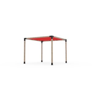 Ensemble pour pergola autoportante par Toja Grid de 10 pi x 10 pi pour bois 4 x 4, auvent rouge inclus