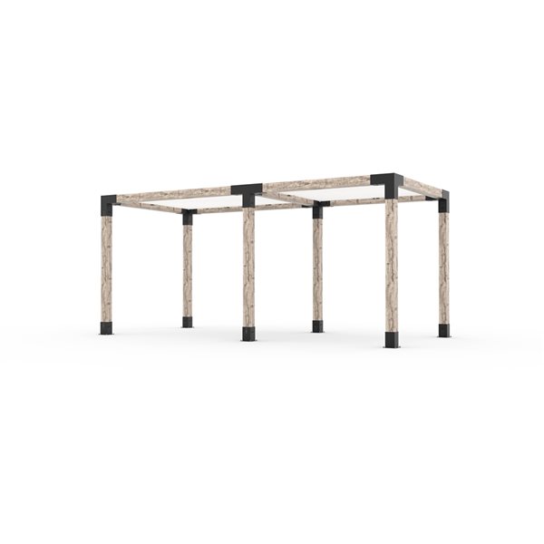 Ensemble pour pergola double autoportante par Toja Grid de 8 pi x 18 pi pour bois 6 x 6, auvent blanc inclus