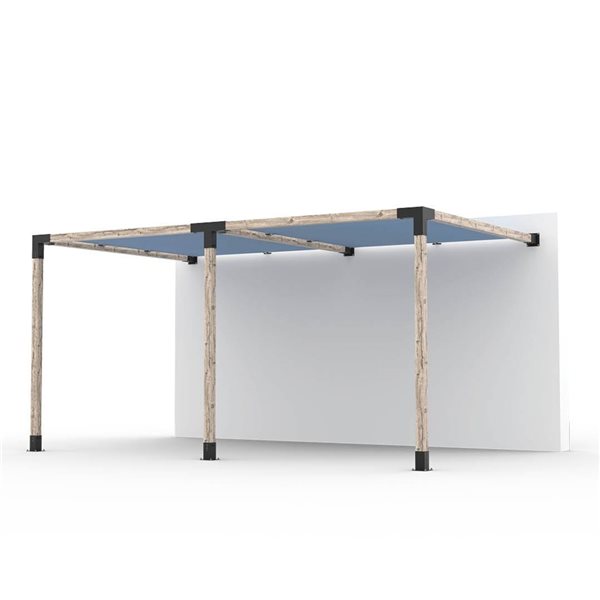 Ensemble pour pergola double adossée par Toja Grid de 10 pi x 16 pi pour bois 4 x 4, auvent en denim inclus