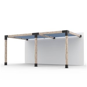 Ensemble pour pergola double adossée par Toja Grid de 10 pi x 18 pi pour bois 6 x 6, auvent en denim inclus