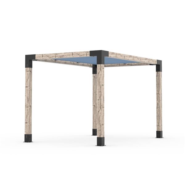 Ensemble pour pergola autoportante par Toja Grid de 8 pi x 12 pi pour bois 6 x 6, auvent en denim inclus