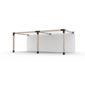 Ensemble pour pergola double adossée par Toja Grid de 10 pi x 22 pi pour bois 6 x 6, auvent blanc inclus