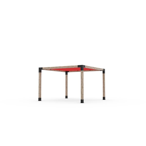 Ensemble pour pergola autoportante par Toja Grid de 12 pi x 12 pi pour bois 6 x 6, auvent rouge inclus