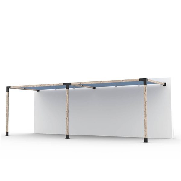 Ensemble pour pergola double adossée par Toja Grid de 8 pi x 24 pi pour bois 4 x 4, auvent en denim inclus