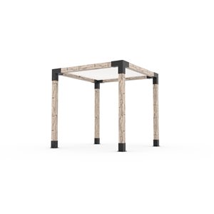 Ensemble pour pergola autoportante par Toja Grid de 8 pi x 8 pi pour bois 6 x 6, auvent blanc inclus