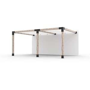 Ensemble pour pergola double adossée par Toja Grid de 12 pi x 18 pi pour bois 6 x 6, auvent blanc inclus