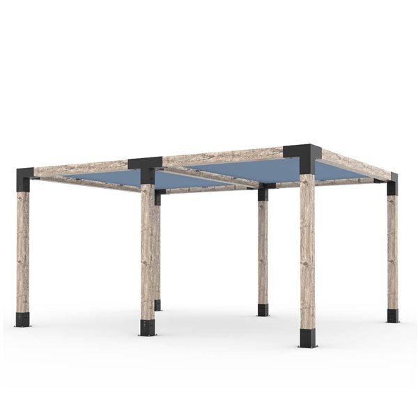 Ensemble pour pergola double autoportante par Toja Grid de 12 pi x 16 pi pour bois 6 x 6, auvent en denim inclus