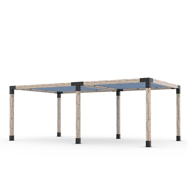 Ensemble pour pergola double autoportante par Toja Grid de 12 pi x 22 pi pour bois 6 x 6, auvent en denim inclus