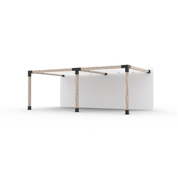 Ensemble pour pergola double adossée par Toja Grid de 12 pi x 22 pi pour bois 6 x 6, auvent blanc inclus