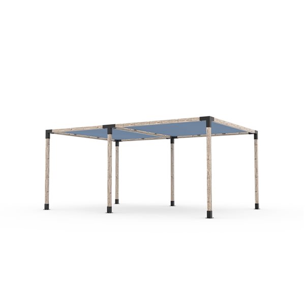 Ensemble pour pergola double autoportante par Toja Grid de 12 pi x 18 pi pour bois 4 x 4, auvent en denim inclus