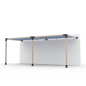 Ensemble pour pergola double adossée par Toja Grid de 8 pi x 20 pi pour bois 4 x 4, auvent en denim inclus