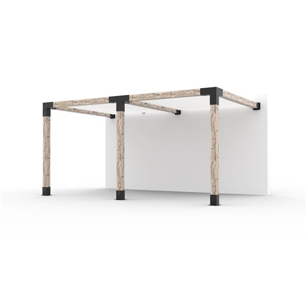 Ensemble pour pergola double adossée par Toja Grid de 10 pi x 16 pi pour bois 6 x 6, auvent blanc inclus