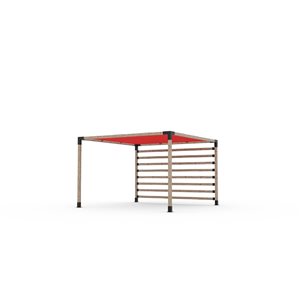 Toja Grid 12-ft x 12-ft Attached Pergola Kit for 4 x 4 Wood - 4 x 4 KNECT Wall and Red Canopy Included