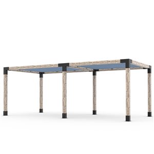 Ensemble pour pergola double autoportante par Toja Grid de 10 pi x 22 pi pour bois 6 x 6, auvent en denim inclus