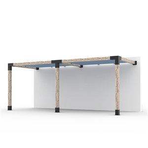 Ensemble pour pergola double autoportante par Toja Grid de 8 pi x 20 pi pour bois 6 x 6, auvent en denim inclus