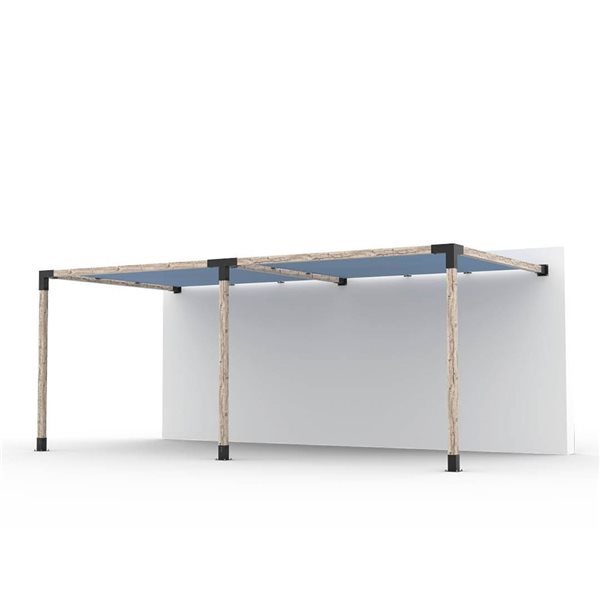 Ensemble pour pergola double adossée par Toja Grid de 10 pi x 20 pi pour bois 4 x 4, auvent en denim inclus