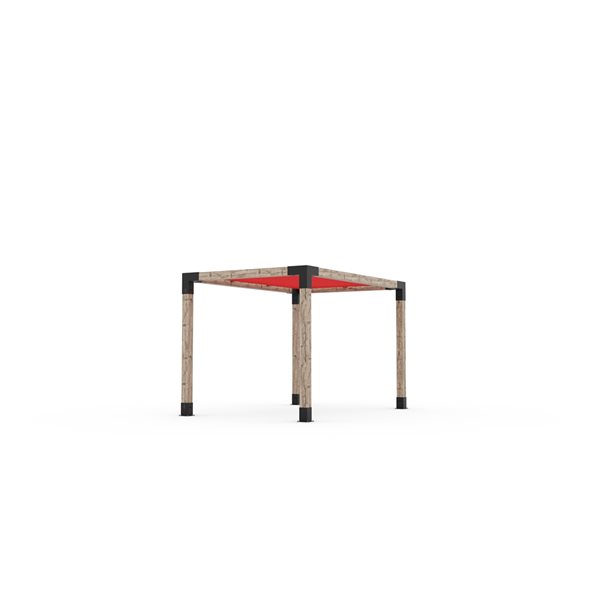 Ensemble pour pergola autoportante par Toja Grid de 8 pi x 12 pi pour bois 6 x 6, auvent rouge inclus