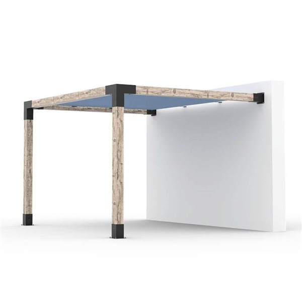 Ensemble pour pergola adossée par Toja Grid de 10 pi x 12 pi pour bois 6 x 6, auvent en denim inclus