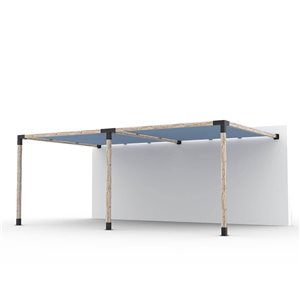 Ensemble pour pergola double adossée par Toja Grid de 12 pi x 20 pi pour bois 4 x 4, auvent en denim inclus