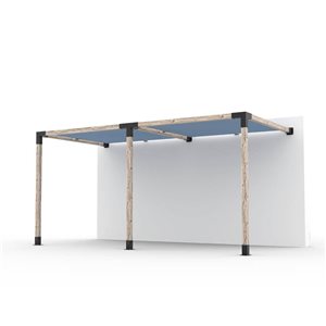 Ensemble pour pergola double adossée par Toja Grid de 8 pi x 16 pi pour bois 4 x 4, auvent en denim inclus