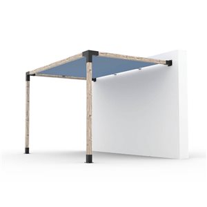 Ensemble pour pergola adossée par Toja Grid de 8 pi x 12 pi pour bois 4 x 4, auvent en denim inclus