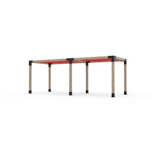 Ensemble pour pergola double autoportante par Toja Grid de 8 pi x 22 pi pour bois 6 x 6, auvent rouge inclus