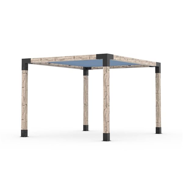 Ensemble pour pergola autoportante par Toja Grid de 10 pi x 12 pi pour bois 6 x 6, auvent en denim inclus