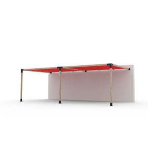 Ensemble pour pergola double adossée par Toja Grid de 12 pi x 24 pi pour bois 4 x 4, auvent rouge inclus