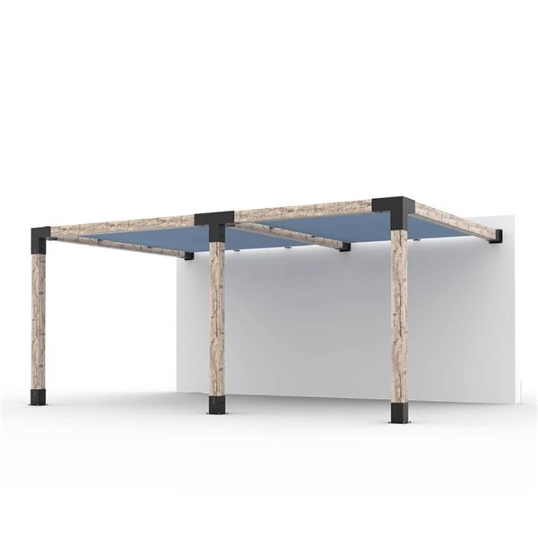 Ensemble pour pergola double autoportante par Toja Grid de 12 pi x 18 pi pour bois 6 x 6, auvent en denim inclus