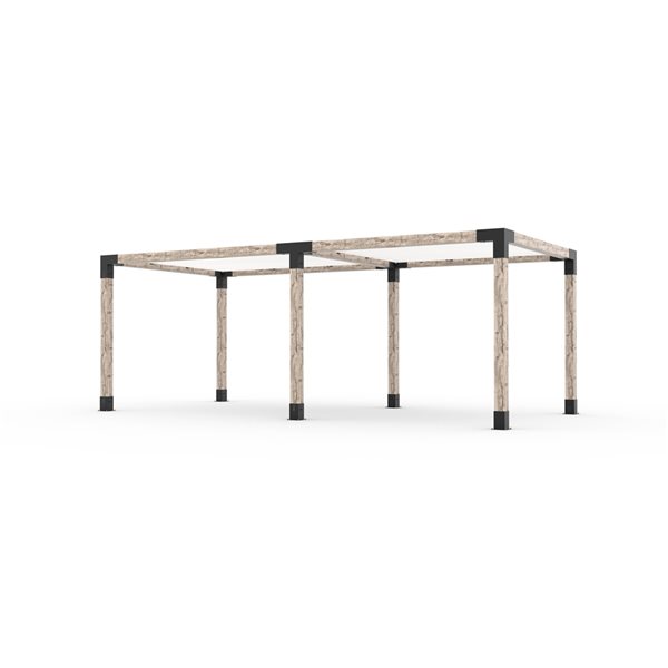 Ensemble pour pergola double autoportante par Toja Grid de 10 pi x 22 pi pour bois 6 x 6, auvent blanc inclus