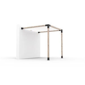 Ensemble pour pergola adossée par Toja Grid de 8 pi x 8 pi pour bois 4 x 4, auvent blanc inclus