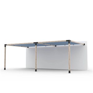 Ensemble pour pergola double adossée par Toja Grid de 12 pi x 22 pi pour bois 4 x 4, auvent en denim inclus