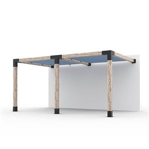 Ensemble pour pergola double adossée par Toja Grid de 10 pi x 16 pi pour bois 6 x 6, auvent en denim inclus