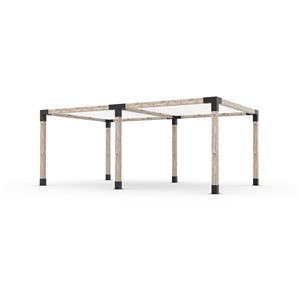 Ensemble pour pergola double autoportante par Toja Grid de 12 pi x 20 pi pour bois 6 x 6, auvent blanc inclus