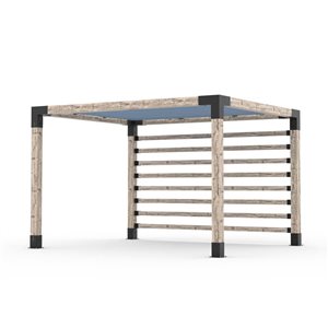 Toja Grid 10-ft x 12-ft Attached Pergola Kit for 6 x 6 Wood - 4 x 4 KNECT Wall and Denim Canopy Included