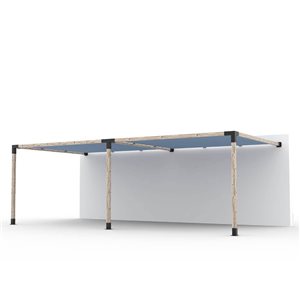 Ensemble pour pergola double adossée par Toja Grid de 12 pi x 24 pi pour bois 4 x 4, auvent en denim inclus