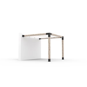 Ensemble pour pergola adossée par Toja Grid de 10 pi x 10 pi pour bois 6 x 6, auvent blanc inclus