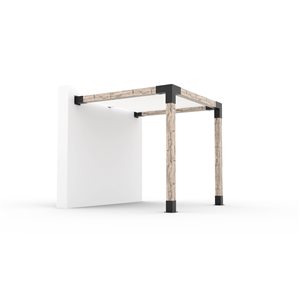 Ensemble pour pergola adossée par Toja Grid de 8 pi x 8 pi pour bois 6 x 6, auvent blanc inclus