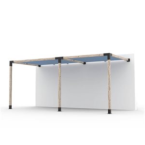 Ensemble pour pergola double adossée par Toja Grid de 8 pi x 18 pi pour bois 4 x 4, auvent en denim inclus