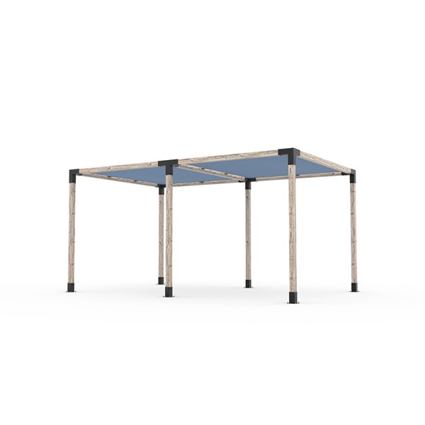 Ensemble pour pergola double autoportante par Toja Grid de 10 pi x 16 pi pour bois 4 x 4, auvent en denim inclus